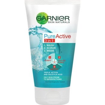 Garnier Skinactive Pure Active 3 In 1 Wash Scrub Mask 150ml Garnier Skinactive Pure Active 3 In 1 Wash Scrub Mask 150ml