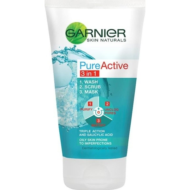 Garnier Skinactive Pure Active 3 In 1 Wash Scrub Mask 150ml Garnier Skinactive Pure Active 3 In 1 Wash Scrub Mask 150ml