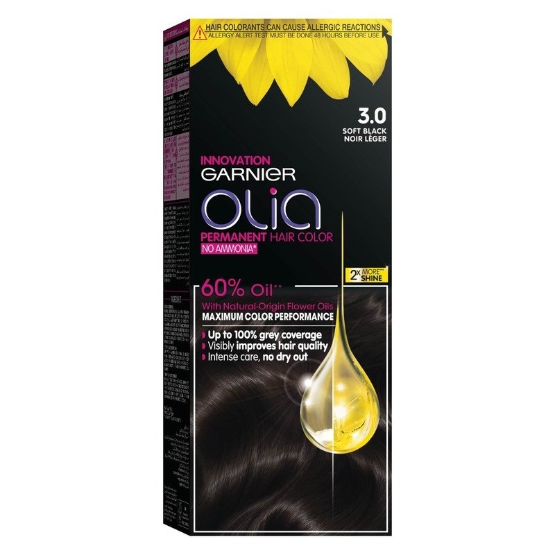 Garnier Olia No Ammonia Permanent Hair color (3.0) Soft Balck Garnier Olia No Ammonia Permanent Hair color (3.0) Soft Balck