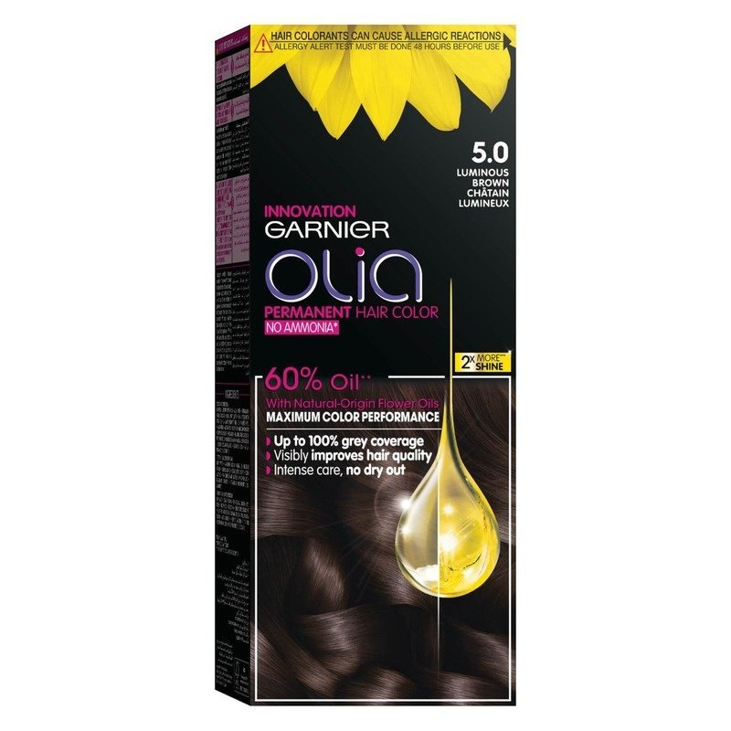 Garnier Olia No Ammonia Permanent Hair color (5.0) Luminous Brown Garnier Olia No Ammonia Permanent Hair color (5.0) Luminous Brown