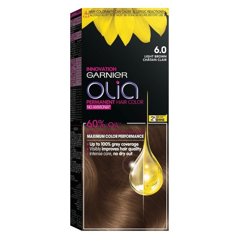 Garnier Olia No Ammonia Permanent Hair color (6.0) Light Brown Garnier Olia No Ammonia Permanent Hair color (6.0) Light Brown