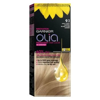 Garnier Olia No Ammonia Permanent Hair color (9.1) Ashy Light Blonde Garnier Olia No Ammonia Permanent Hair color (9.1) Ashy Light Blonde