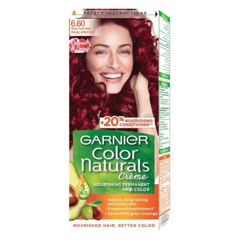 Garnier Color Naturals Creme Hair Color No (6.60) Fiery Pure Red Garnier Color Naturals Creme Hair Color No (6.60) Fiery Pure Red