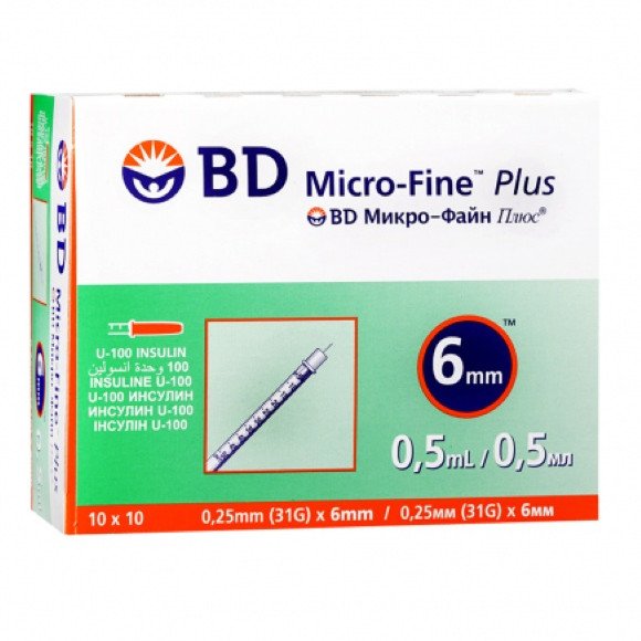 BD Micro-fine Plus 0.5ml Insulin Syringe 31g 6mm (One Box) BD Micro-fine Plus 0.5ml Insulin Syringe 31g 6mm (One Box)