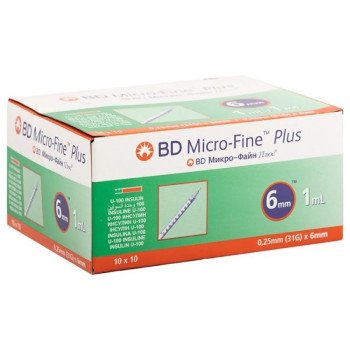 BD Micro-fine Plus 1ml Insulin Syringe 31g 6mm (One Box) BD Micro-fine Plus 1ml Insulin Syringe 31g 6mm (One Box)