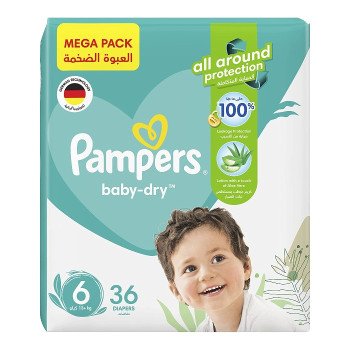 Pampers Baby-Dry No (6) Extra Large, 13+ Kg, 36 Diapers Pampers Baby-Dry No (6) Extra Large, 13+ Kg, 36 Diapers