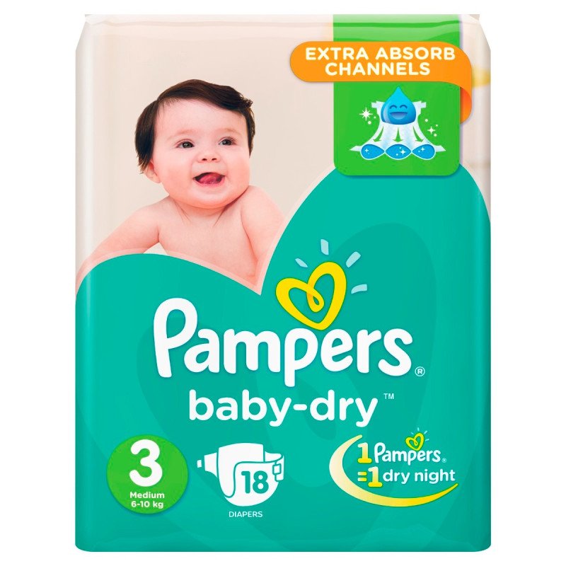 Pampers No (3) 6-10Kg 18 Diapers Pampers No (3) 6-10Kg 18 Diapers