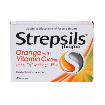 Strepsils Orange & Vitamin C 24 Lozenges Strepsils Orange & Vitamin C 24 Lozenges