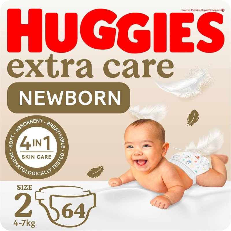 Huggies New Born 4-6 Kg No(2) Red 64 Diapers