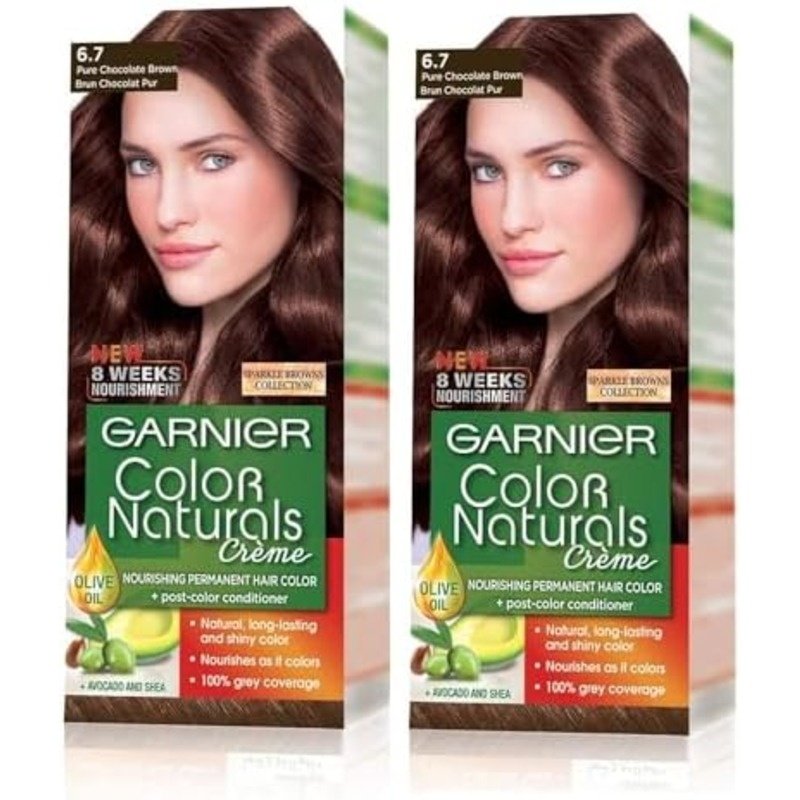 Garnier Color Naturals Creme Hair Color No (6.7) Pure Chocolate Brown - 2box 33% offer Garnier Color Naturals Creme Hair Color No (6.7) Pure Chocolate Brown - 2box 33% offer