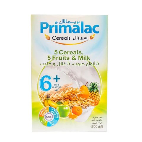 Primalac 5 Cereals & 5 Fruits & Milk 250 G Primalac 5 Cereals & 5 Fruits & Milk 250 G
