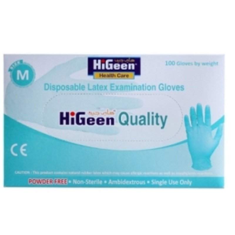 Higeen Latex Gloves Powder Free Size M Box 100 Pcs Higeen Latex Gloves Powder Free Size M Box 100 Pcs