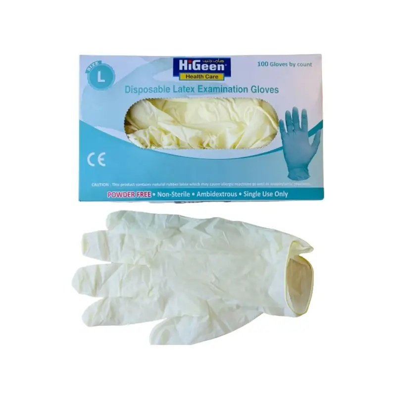 Higeen Latex Gloves Powder Free Size L Box 100 Pcs Higeen Latex Gloves Powder Free Size L Box 100 Pcs
