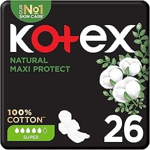 Kotex Natural 100% Cotton Super 26 Pads Kotex Natural 100% Cotton Super 26 Pads