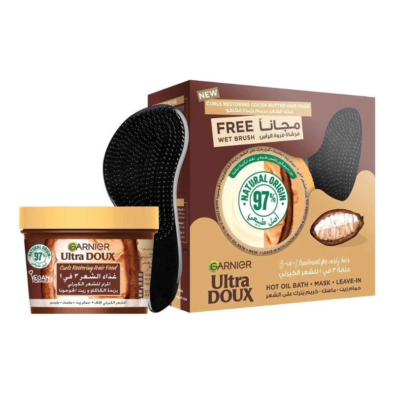 Garnier Ultra Doux Coconut Smoothing Macadamia Hair Food Mask 390ml + Wet Brush Free Garnier Ultra Doux Coconut Smoothing Macadamia Hair Food Mask 390ml + Wet Brush Free