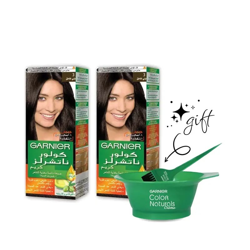 Garnier Color Naturals Creme Hair Color No (3.0) Dark Brown - 2box 10% offer Garnier Color Naturals Creme Hair Color No (3.0) Dark Brown - 2box 10% offer