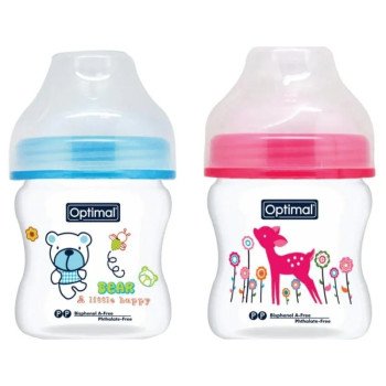 Optimal Extra Wide Neck Feeding Bottle 150 ml ( Blue-Pink ) Optimal Extra Wide Neck Feeding Bottle 150 ml ( Blue-Pink )
