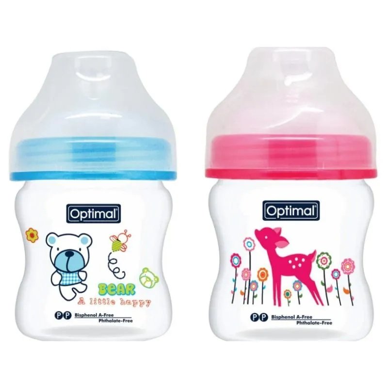 Optimal Extra Wide Neck Feeding Bottle 150 ml ( Blue-Pink )