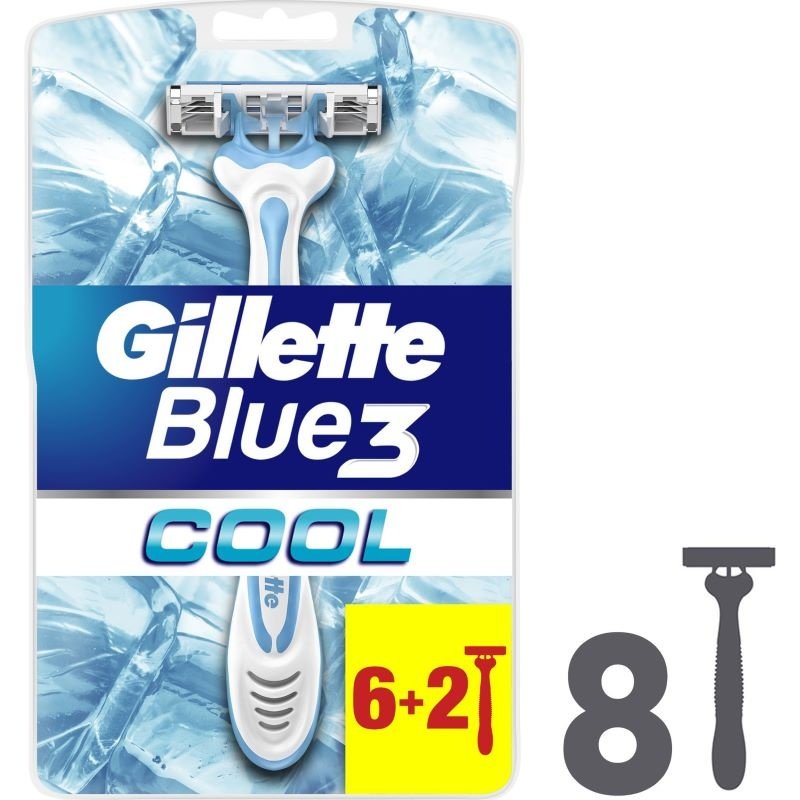 Gillette Blue3 Cool Disposable Razors 6+2 Count