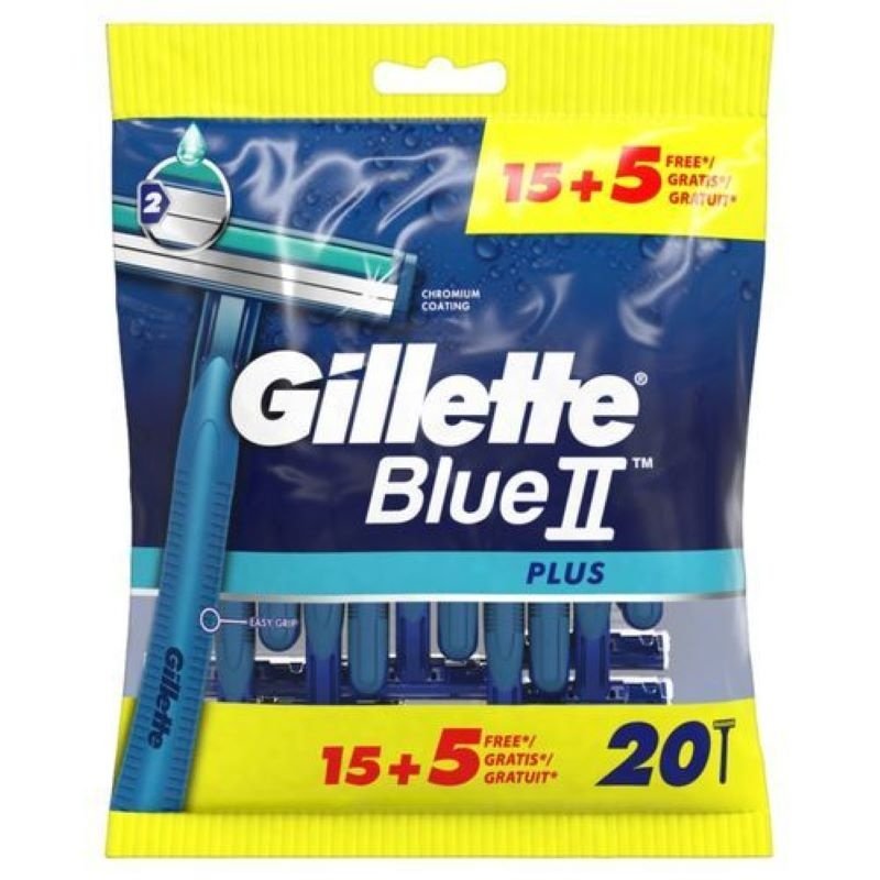 Gillette Blue II Plus Disposable Razor For Men 15+5 Blade Gillette Blue II Plus Disposable Razor For Men 15+5 Blade