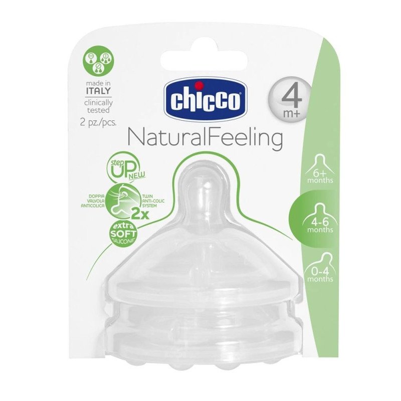 Chicco Natural Feeling Adjustable Flow Silicone Teat 4m+ 2 Pcs