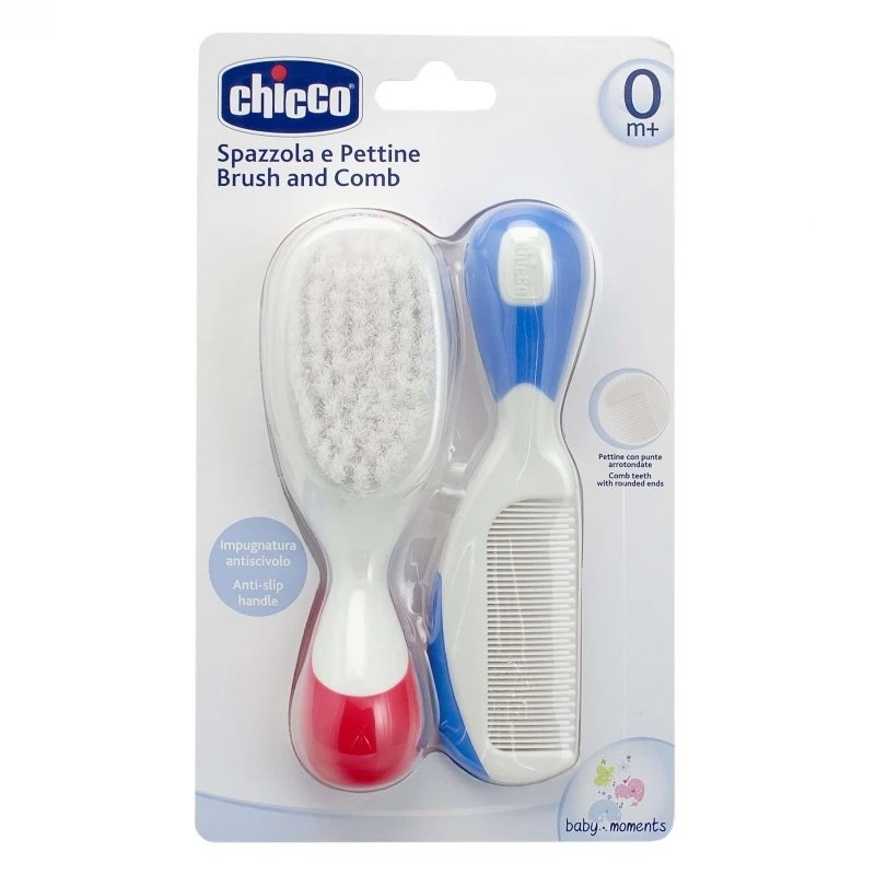 Chicco Baby Brush And Comb Set Red & Blue Chicco Baby Brush And Comb Set Red & Blue
