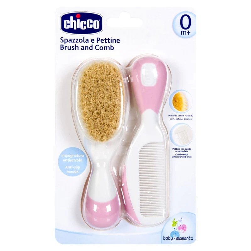 Chicco Baby Brush And Comb Set Pink Chicco Baby Brush And Comb Set Pink