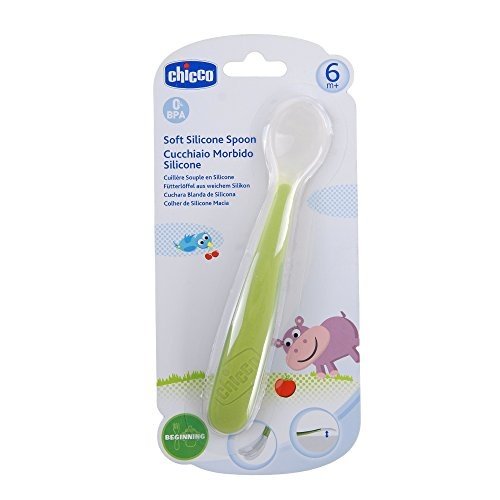 Chicco Soft Silicone Spoon 6m+ Green 1Pcs Chicco Soft Silicone Spoon 6m+ Green 1Pcs