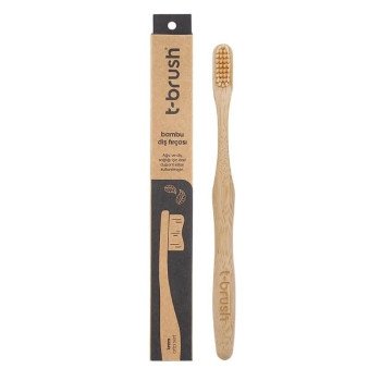 T-Brush Nano Bamboo Medium Hard Toothbrush Brown Color T-Brush Nano Bamboo Medium Hard Toothbrush Brown Color