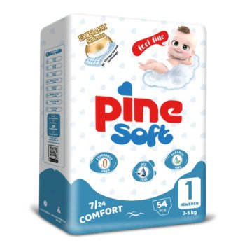 Pine Soft Newborn (1) 2-5 Kg 54 Diapers Pine Soft Newborn (1) 2-5 Kg 54 Diapers