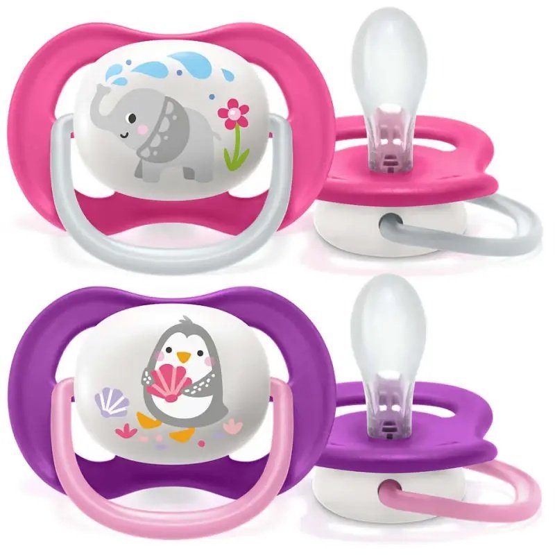Philips Avent Ultra Air Animals Soother 6-18m 2 Pcs ( Pink-Purple ) Philips Avent Ultra Air Animals Soother 6-18m 2 Pcs ( Pink-Purple )