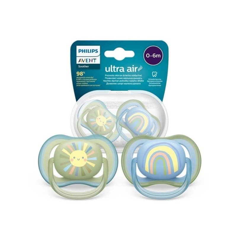 Philips Avent Ultra Air Soother 0-6m 2 Pcs ( Light green - Light blue ) Philips Avent Ultra Air Soother 0-6m 2 Pcs ( Light green - Light blue )