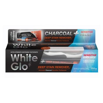 White Glo Deep Stain Remover Sensitive Relief Toothpaste 100ml + Toothbrush White Glo Deep Stain Remover Sensitive Relief Toothpaste 100ml + Toothbrush